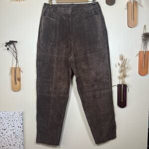 Women's Ashley Stewart NWT High Rise Brown Leather Pants Sz 14